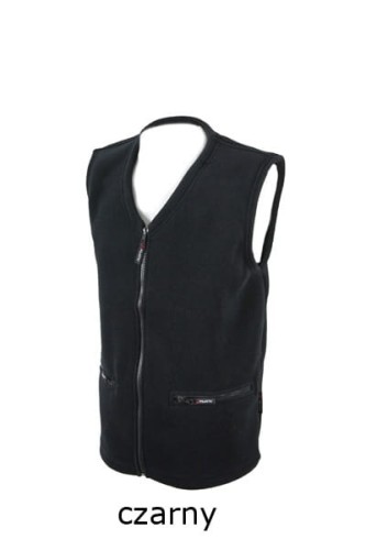 Kamizelka polarowa męska bez stójki, w kolorze czarnym.