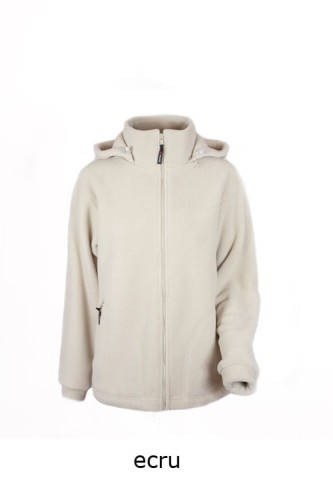 Kurtka polarowa damska Polartec 300, w kolorze ecru, z odpinanym kapturem.