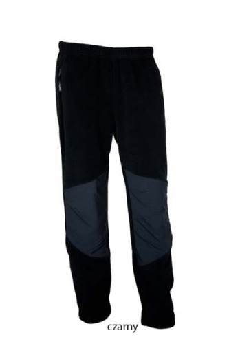 Spodnie polarowe męskie w kolorze czarnym, z naszywkami na kolanach.